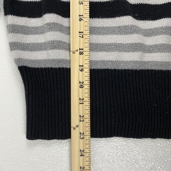 Lucky Brand Women Small Grandpa Core Comfy Black Gray Oversized Striped Sweater - Picture 7 of 14